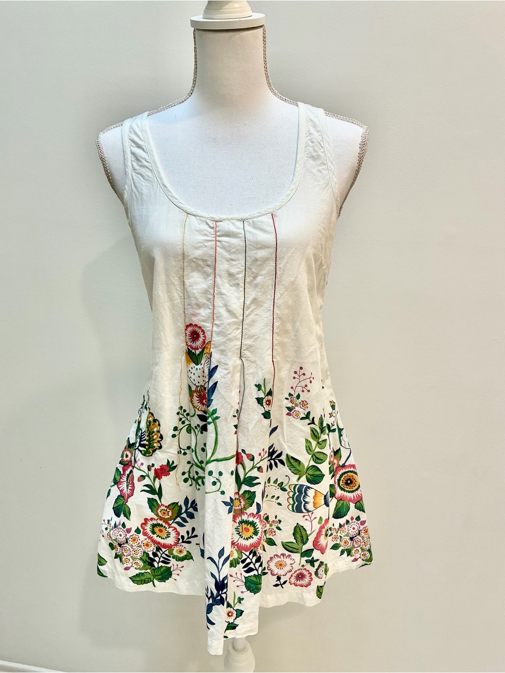 Desigual White Floral Scoop Tank